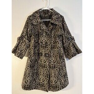 Luii Large Coat Jacket Wool Blend Brown Filigree Buttons Lined